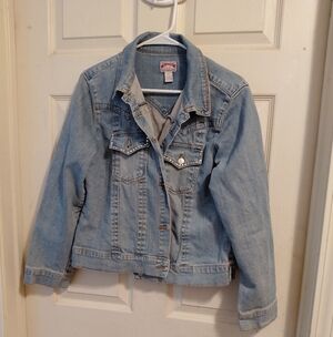 Light Wash Denim Jacket - Women's Embellished